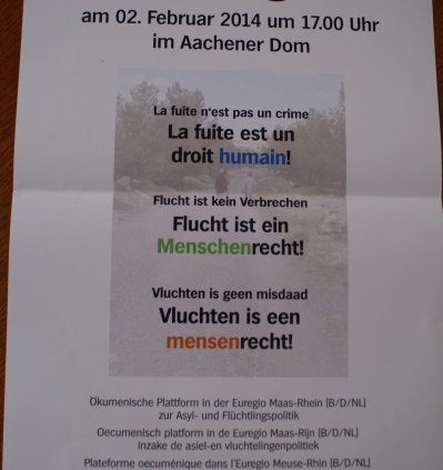 Einladung zum Friedensgebet am 2. Februar im Aachener Dom