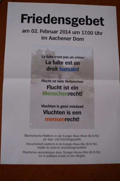 Einladung zum Friedensgebet am 2. Februar im Aachener Dom