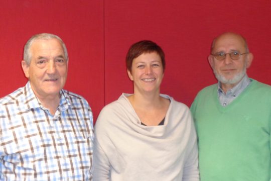 Joseph Cremer, Carole Kéris und Joseph Hilligsmann vom Moresneter Theaterverein "Lösteje Vörhang"