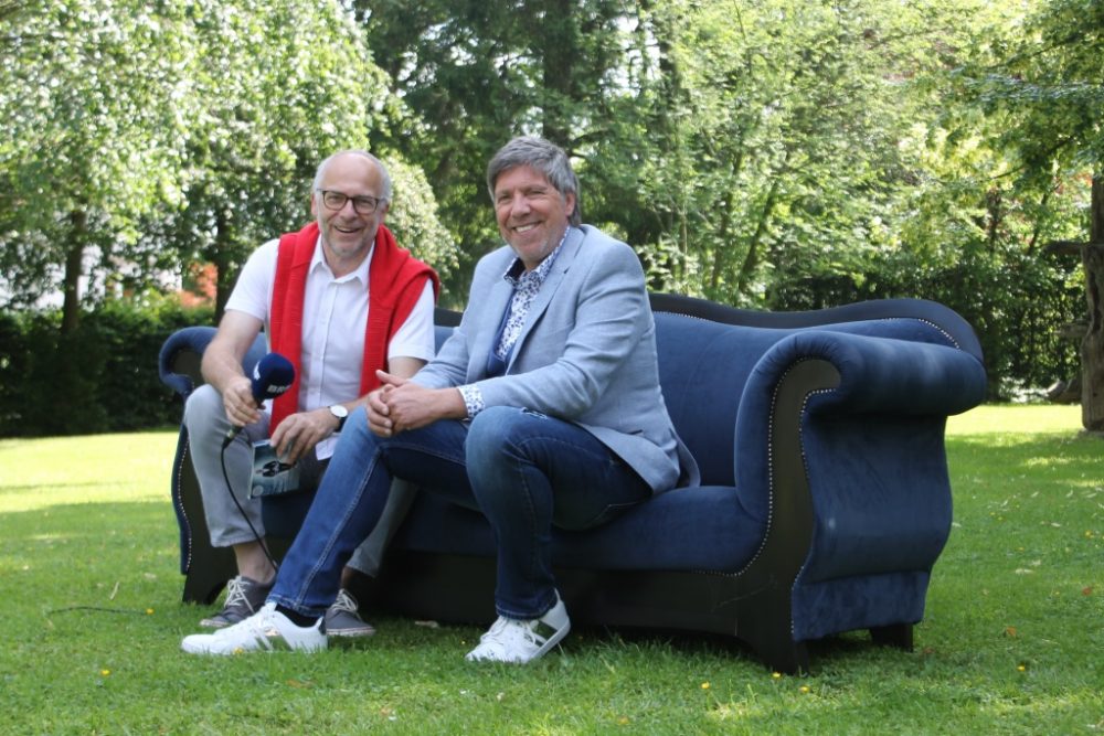 Christian Lais und Horst Senker auf der blauen BRF-Couch (ARchivfoto 2018)