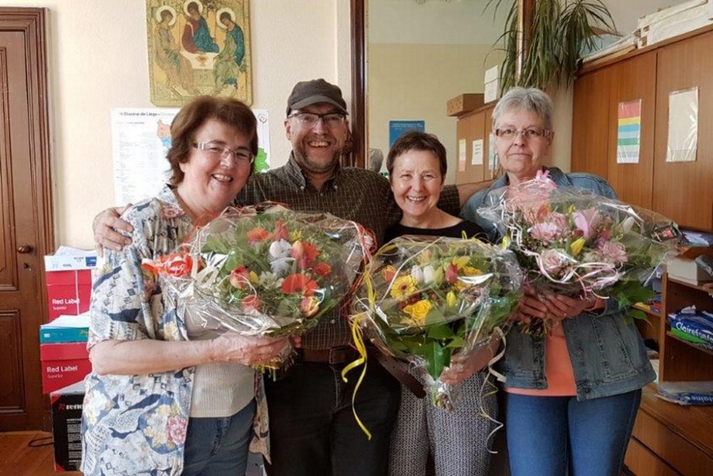 Pfarrsekretariat Montzen-Plombieres: Marie-Jeanne, Pfarrer Alfred Brodel, Danny und Marie-Thérèse (Foto: Pfarramt)