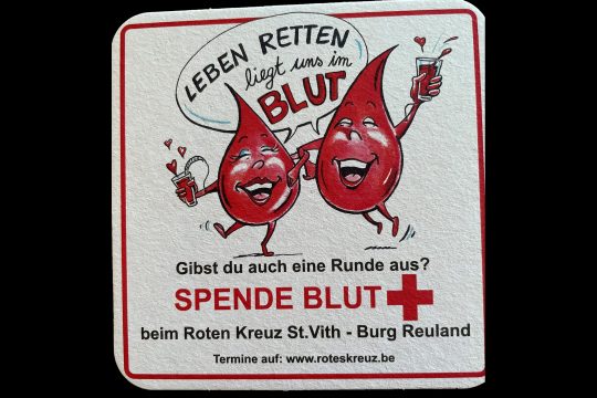 Bierdeckel werben für die Blutspende (Bild: Rotes Kreuz)